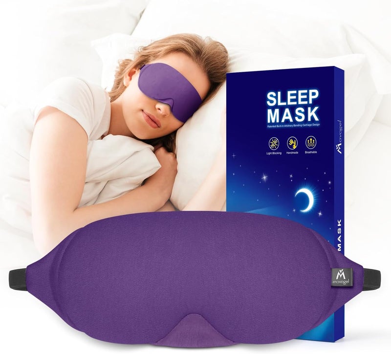 Mavogel Mavogel Cotton Sleep Eye Mask - Breathable Light Blocking Sleep Mask, Soft Comfortable Night Eye Mask for Men Women, Eye Cover for Travel/Sleeping/Shift Work, Includes Travel Pouch (Purple)