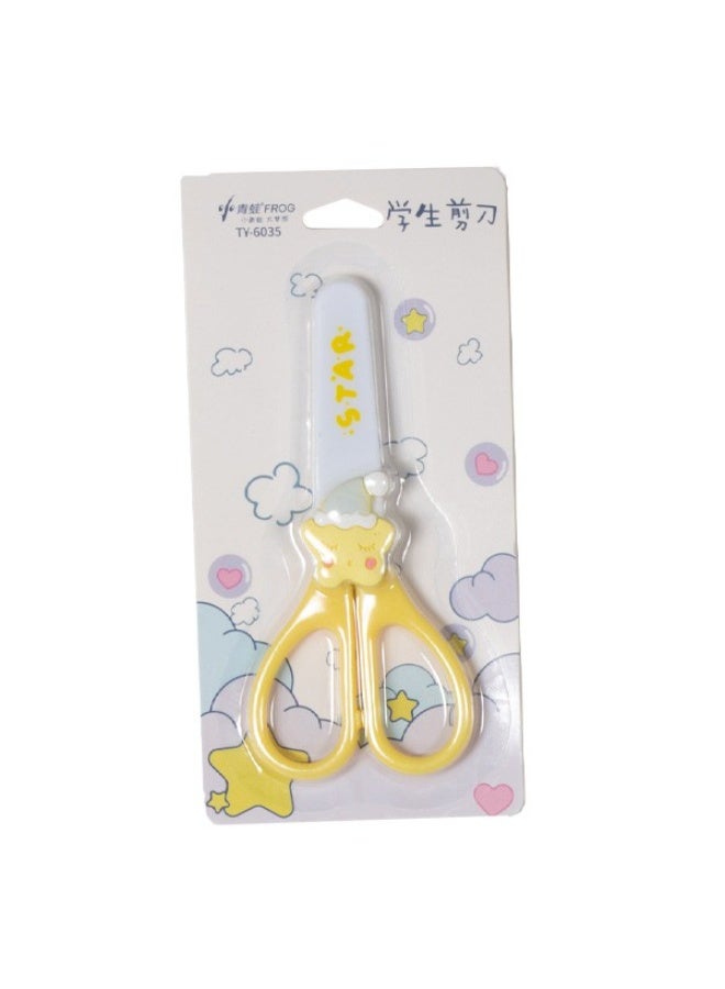 مقص أمان للأطفال مع غطاء واقٍ ومقص حرفي ذو طرف حاد للأطفال - أصفر