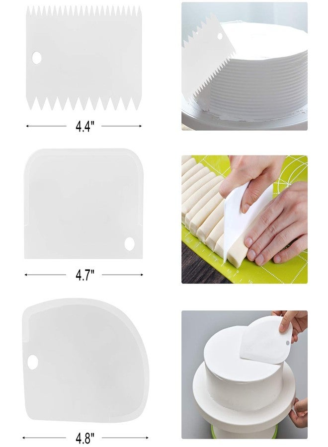 Awpeye 4 Packs Offset Spatula, Stainless Steel Cake Icing Spatula Set 4” 6” 8” 10”with Wooden Handle and 3 Packs Cake Smoother Scraper Set for Cake Decorating, Baking (Angled) - Image 3