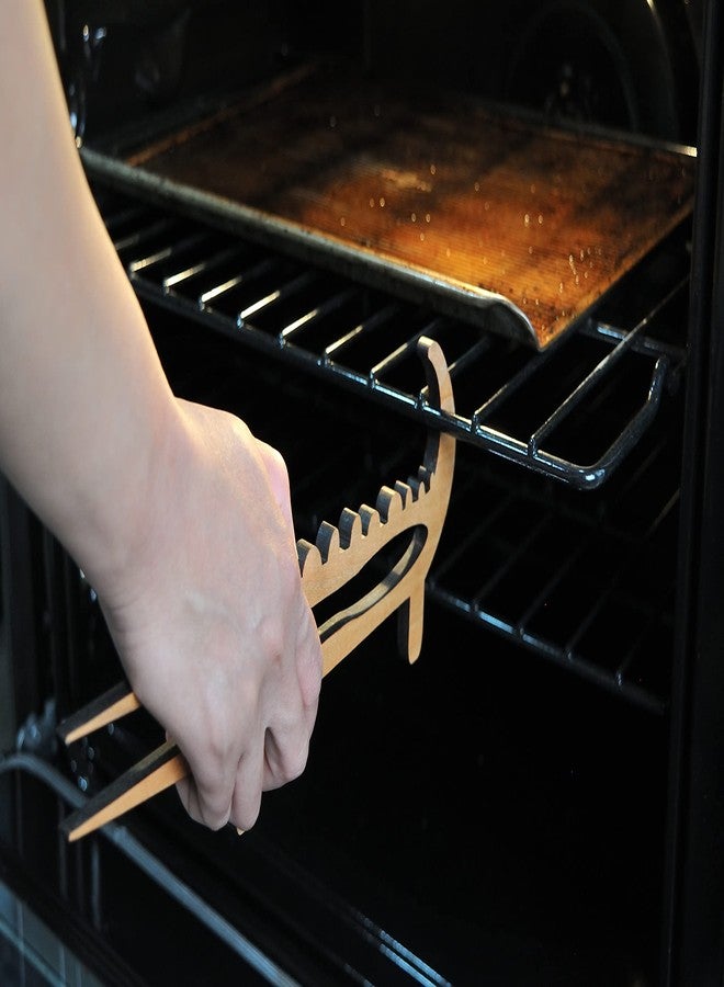 Jonathan Alden Crocodile Toaster Tongs and Oven Rack Pull, Solid Cherry Wood - Image 3