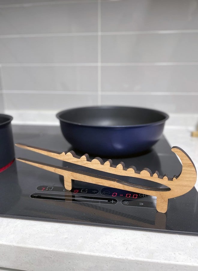 Jonathan Alden Crocodile Toaster Tongs and Oven Rack Pull, Solid Cherry Wood - Image 4