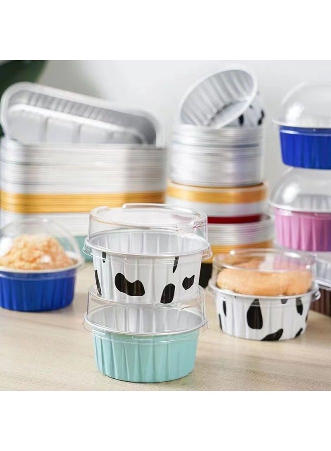 Pudding Cup Cake Shrimp Egg Mold Snow Mei Niang Cake Oven Cup Air Fryer Special Tin Paper Bowl-Specifications:[pack Of 20] Store Manager Recommend - With Lid-Color:Light Blue - Image 1