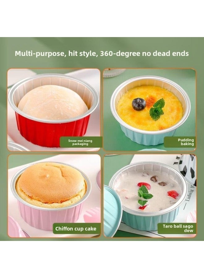 Pudding Cup Cake Shrimp Egg Mold Snow Mei Niang Cake Oven Cup Air Fryer Special Tin Paper Bowl-Specifications:[pack Of 20] Store Manager Recommend - With Lid-Color:Light Blue - Image 5