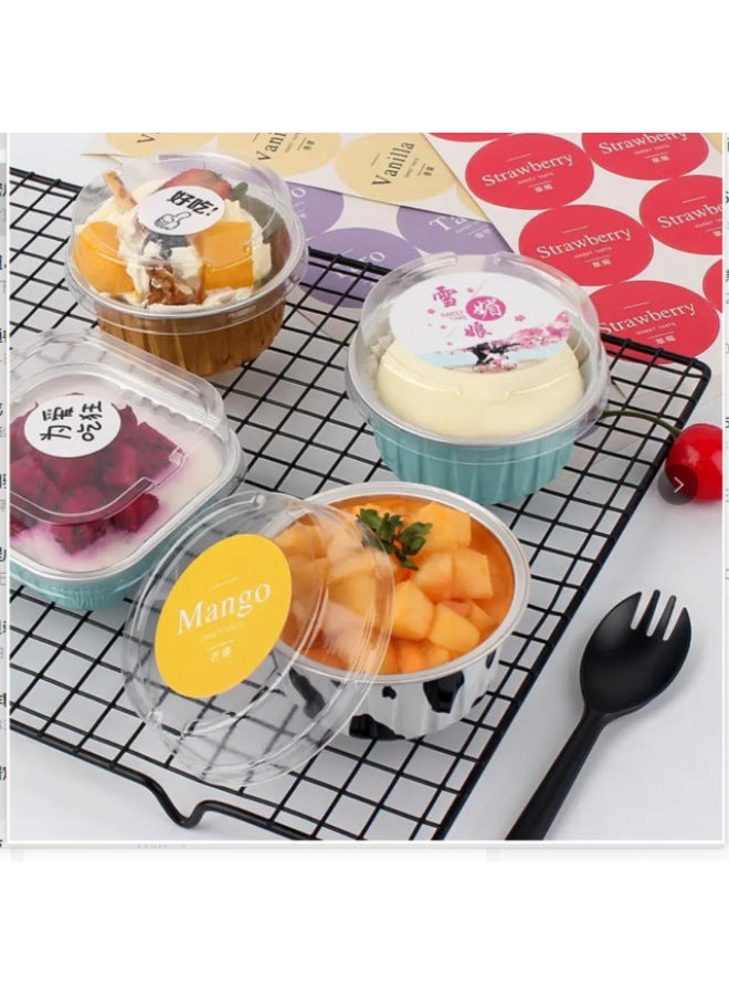 Pudding Cup Cake Shrimp Egg Mold Snow Mei Niang Cake Oven Cup Air Fryer Special Tin Paper Bowl-Specifications:[pack Of 20] Store Manager Recommend - With Lid-Color:Light Blue - Image 4