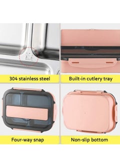 DubaiGallery Handheld Portable Children Student Bento Box with Phone Holder Leakproof Sealed Grid Lunch Box  - Image 3