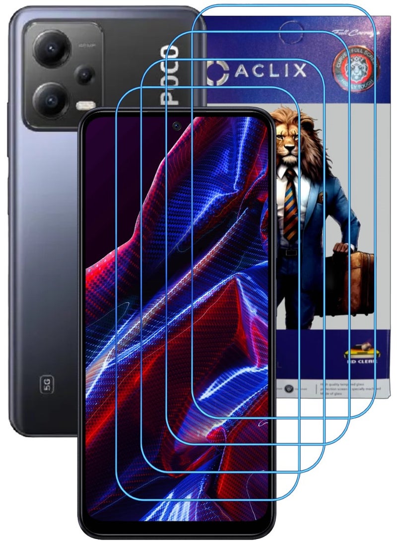 ACLIX 4 Pieces Antistatic ESD Dustproof Premium Quality High Definition Clear Tempered Glass Screen Protector Designed For Xiaomi Poco X5 - Image 1
