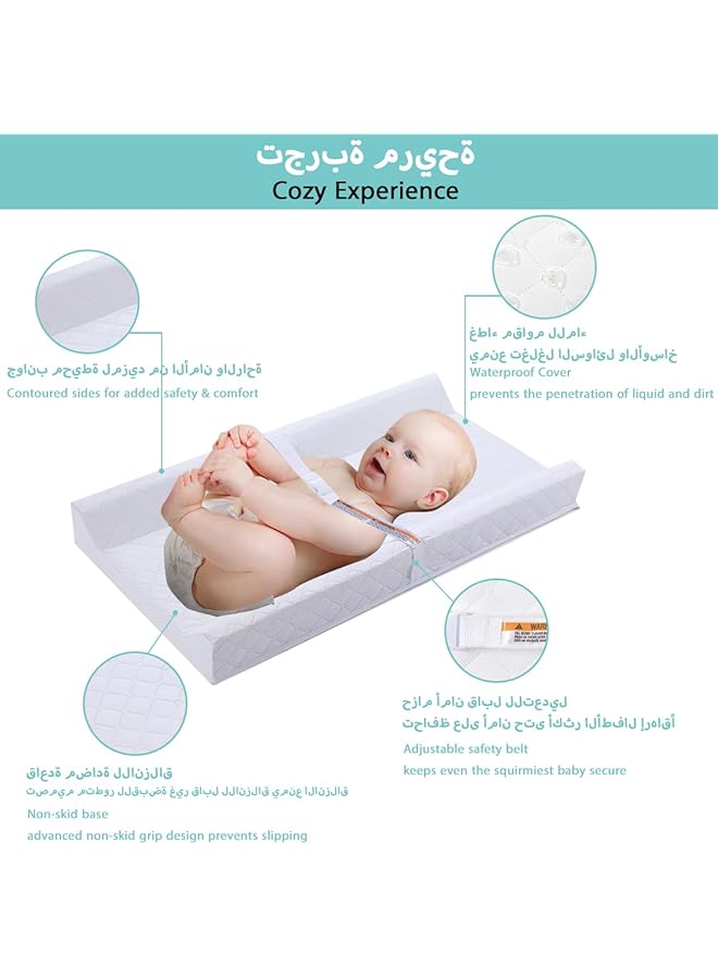 Baby Changing Pad Infant Diaper Changing Table Pad Cover Dot Washable Soft Breathable Contoured Pad Waterproof Non Slip Change Mat Sheet With Safety Strap Gift For Baby Boy Dresser Tops  - Image 2