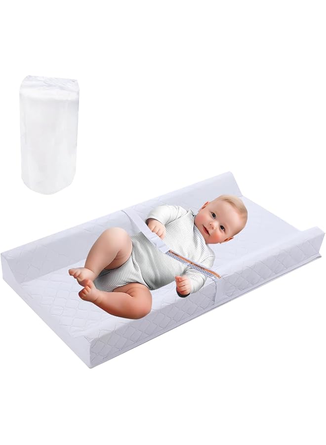 Baby Changing Pad Infant Diaper Changing Table Pad Cover Dot Washable Soft Breathable Contoured Pad Waterproof Non Slip Change Mat Sheet With Safety Strap Gift For Baby Boy Dresser Tops  - Image 1