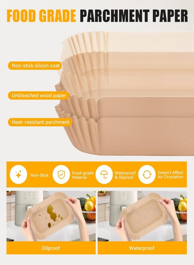 MMH 130PCs Air Fryer Paper Liners for bella 4Qt Slim Air Fryer(3.3lb Capacity), Rectangular Airfryer Disposable Parchment Paper Liner, Non-Stick Food-grade Air-Fryer Accessories Rectangle Free of Bleach - Image 3