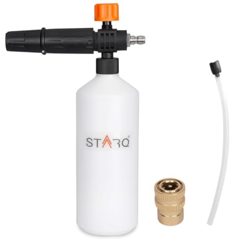 STARQ Brass 1 Ltr Professional Adjustable Snow Foam Lance/Cannon With 1/4" Quick Release Connector, Heavy Duty Foam Blaster For High Pressure Washer - Image 1