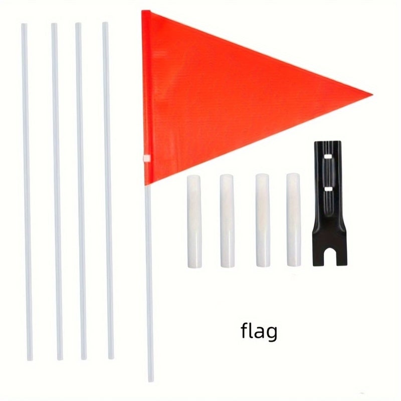 1 Set Cycling Flags Bicycle Safety Colored Ribbon Flagpole Warning Reflective - Image 1