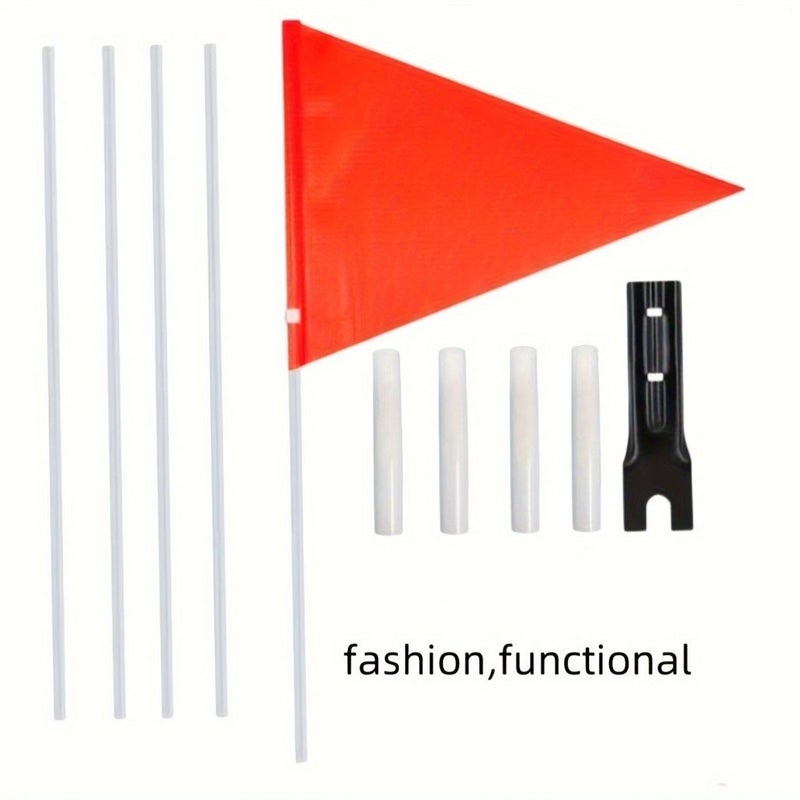 1 Set Cycling Flags Bicycle Safety Colored Ribbon Flagpole Warning Reflective - Image 5