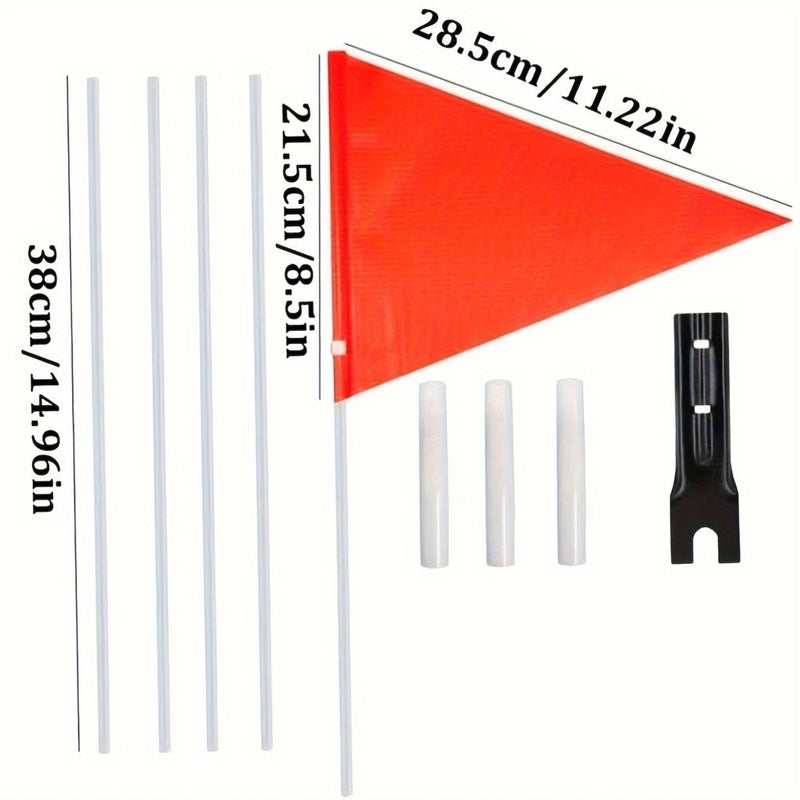 1 Set Cycling Flags Bicycle Safety Colored Ribbon Flagpole Warning Reflective - Image 4