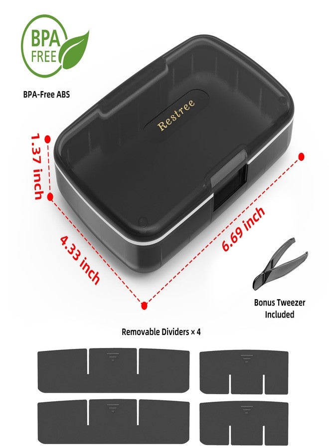 Restree Pill Organizer, Large Waterproof Travel Pill Case, Magnetic Closure & Adjustable Dividers for Daily Vitamins, Supplements, Fish Oil - Portable Medicine Box Home & On-The-Go (Black - Image 2