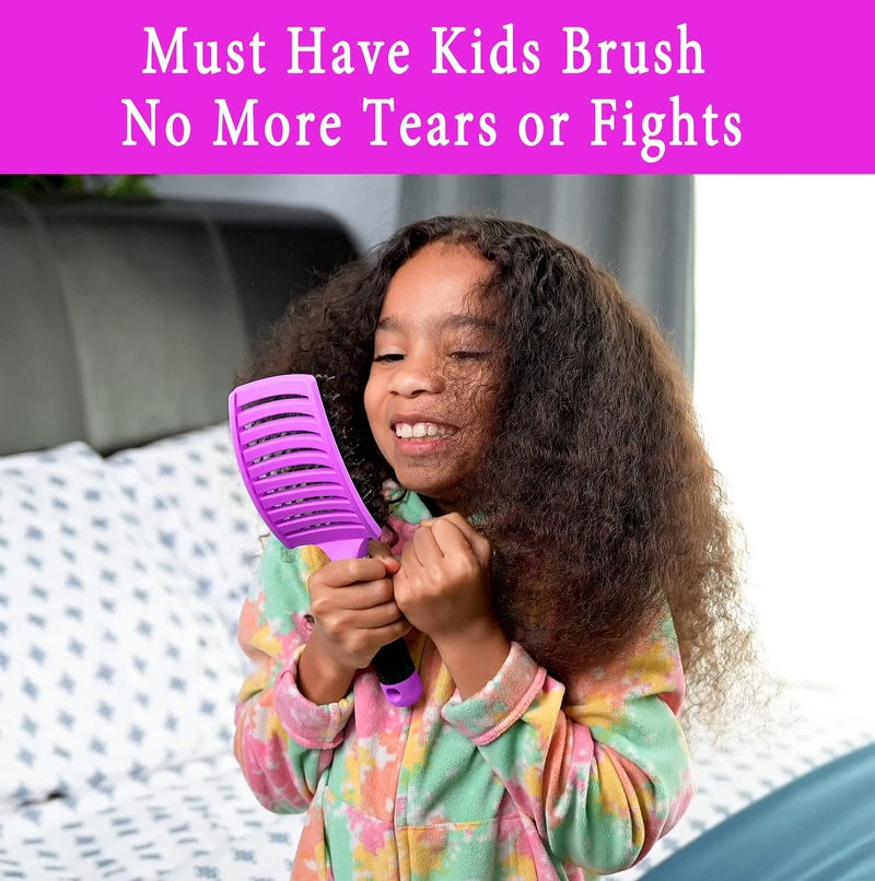 KTKUDY Detangling Brush Boar Bristle Hairbrush for Adult & Kids Wet or Dry Hair - KTKUDY Detangler Hair brush Getting Knots Out without Pain - Adds Shine and Makes Hair Healthier Purple - black handle - Image 5