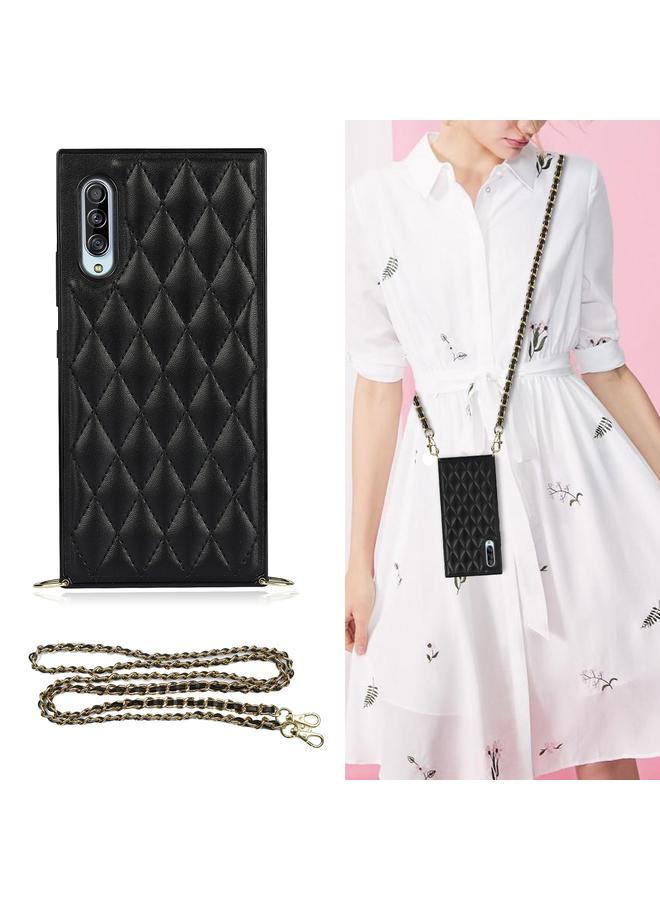 اس-توب جراب لهاتف Samsung Galaxy A90 5G أنيق بنمط معيني من الجلد المصنوع من الألياف الدقيقة + جراب مقاوم للصدمات من مادة TPU مع حزام كتف سلسلة - Image 1