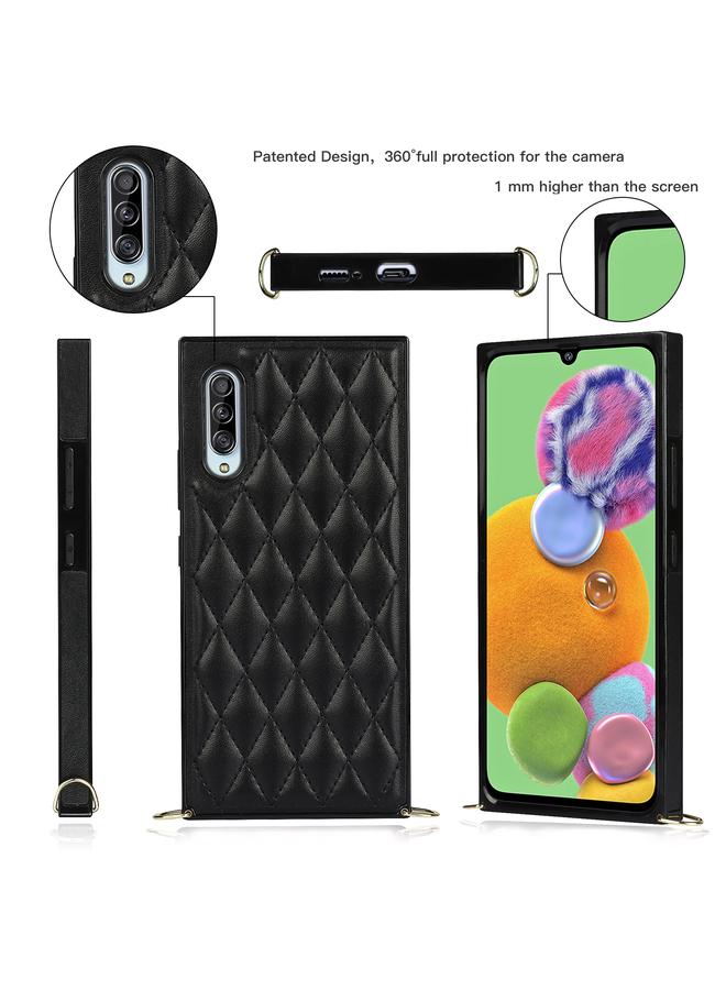 اس-توب جراب لهاتف Samsung Galaxy A90 5G أنيق بنمط معيني من الجلد المصنوع من الألياف الدقيقة + جراب مقاوم للصدمات من مادة TPU مع حزام كتف سلسلة - Image 3