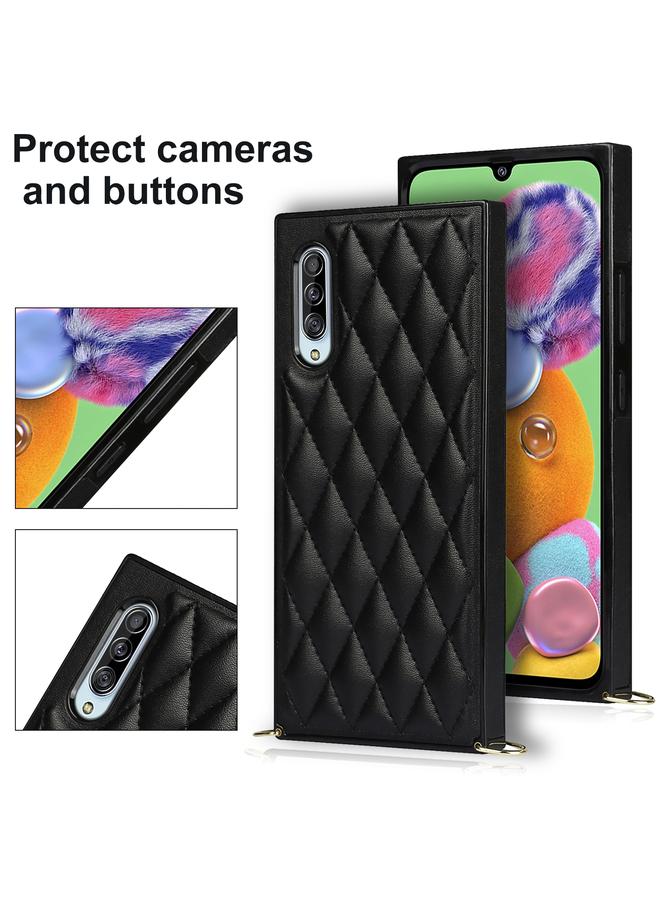 اس-توب جراب لهاتف Samsung Galaxy A90 5G أنيق بنمط معيني من الجلد المصنوع من الألياف الدقيقة + جراب مقاوم للصدمات من مادة TPU مع حزام كتف سلسلة - Image 4