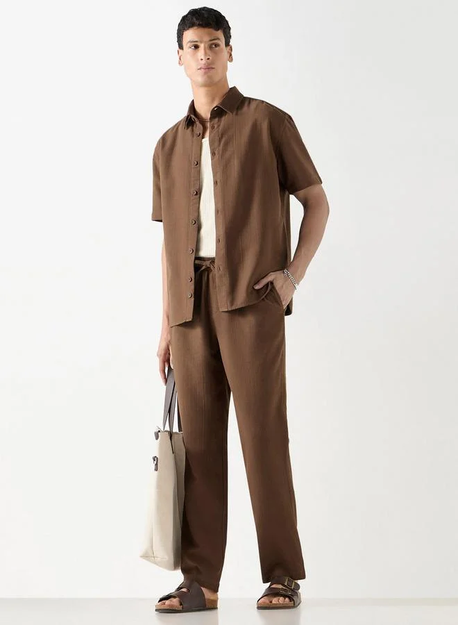 Iconic Iconic Textured Pants with Drawstring Closure and Pockets