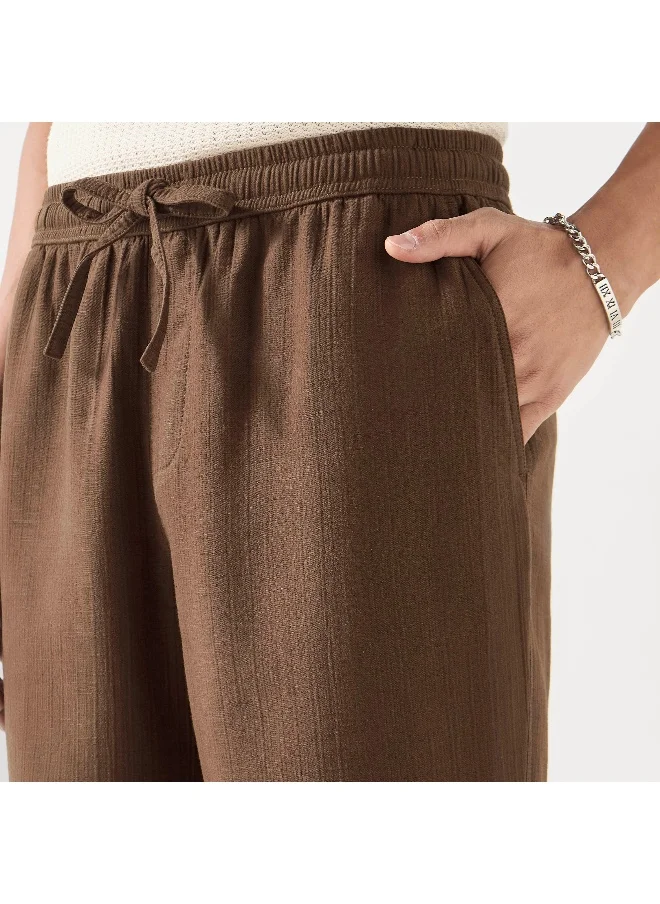 Iconic Iconic Textured Pants with Drawstring Closure and Pockets