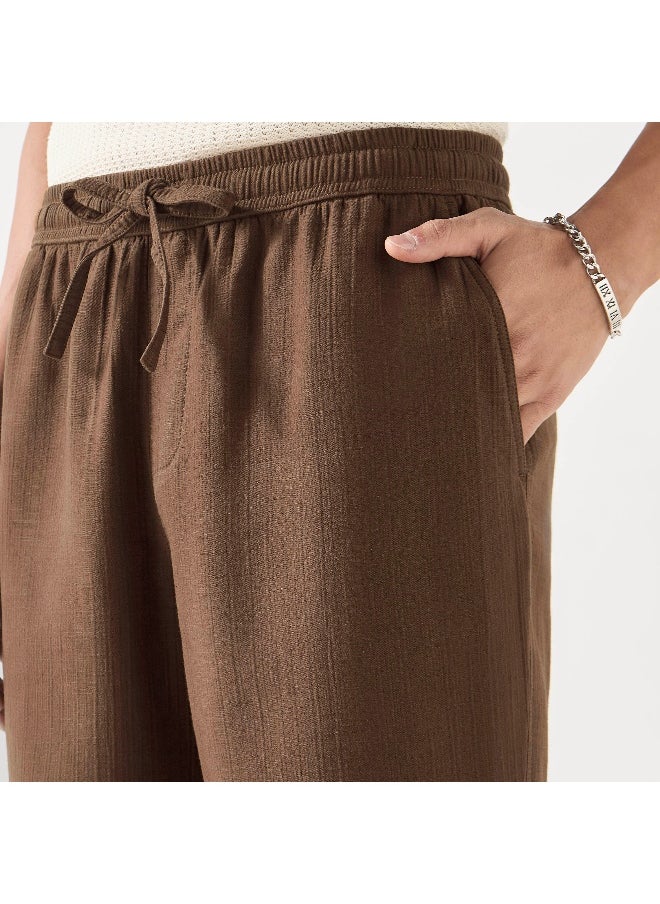 Iconic Iconic Textured Pants with Drawstring Closure and Pockets  - Image 1