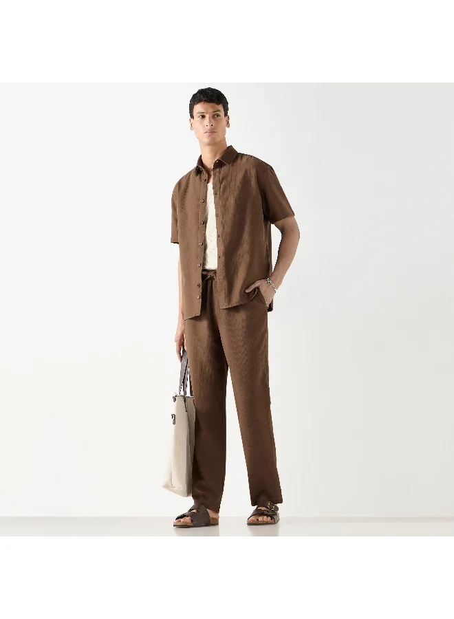 Iconic Iconic Textured Pants with Drawstring Closure and Pockets