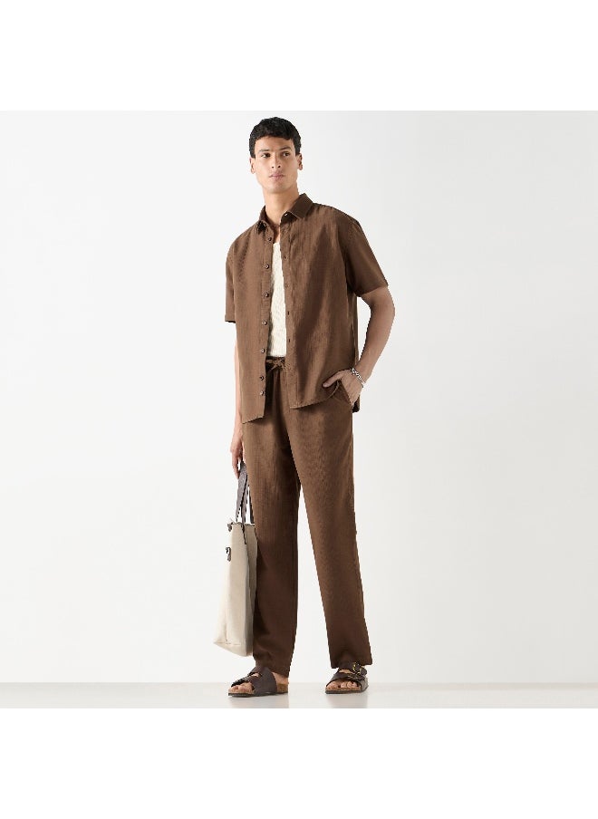 Iconic Iconic Textured Pants with Drawstring Closure and Pockets  - Image 4