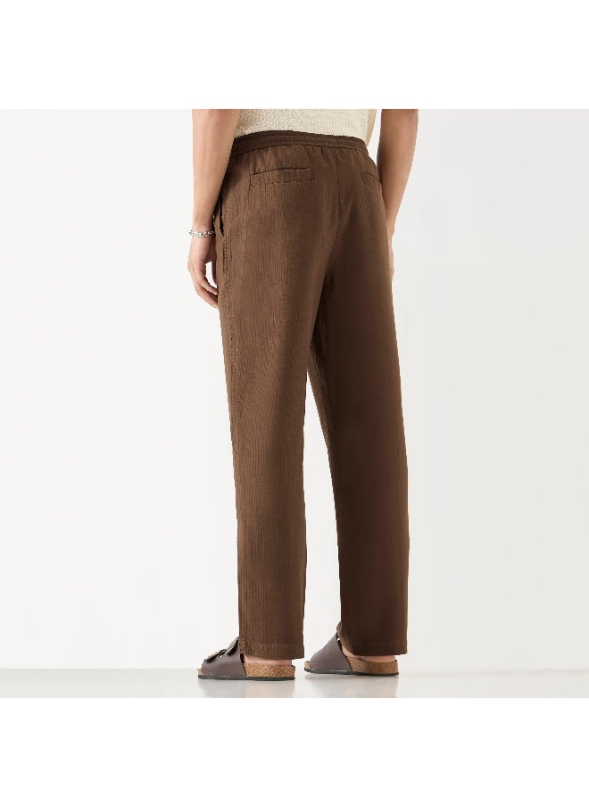 Iconic Iconic Textured Pants with Drawstring Closure and Pockets  - Image 3