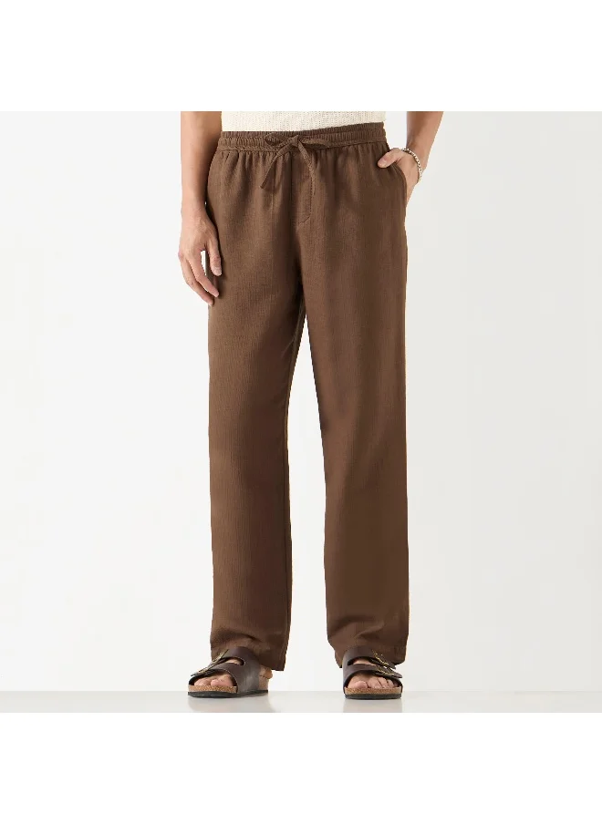 Iconic Iconic Textured Pants with Drawstring Closure and Pockets