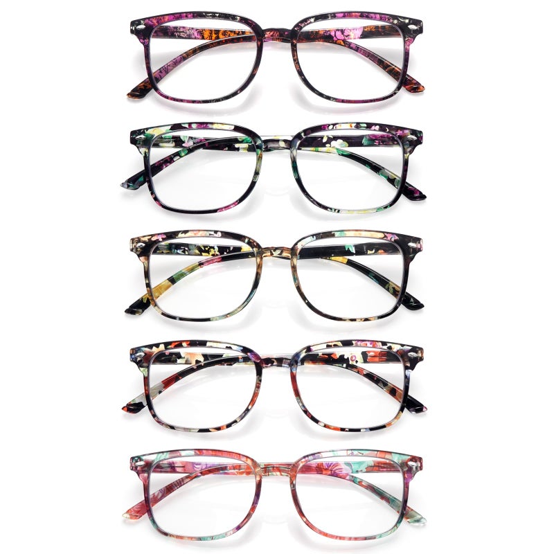 STASTEND 5 Pack Reading Glasses Blue Light Blocking for Women,Computer Readers with Spring Hinge (Multicolor-C4, 2.75, multiplier_x) - Image 1