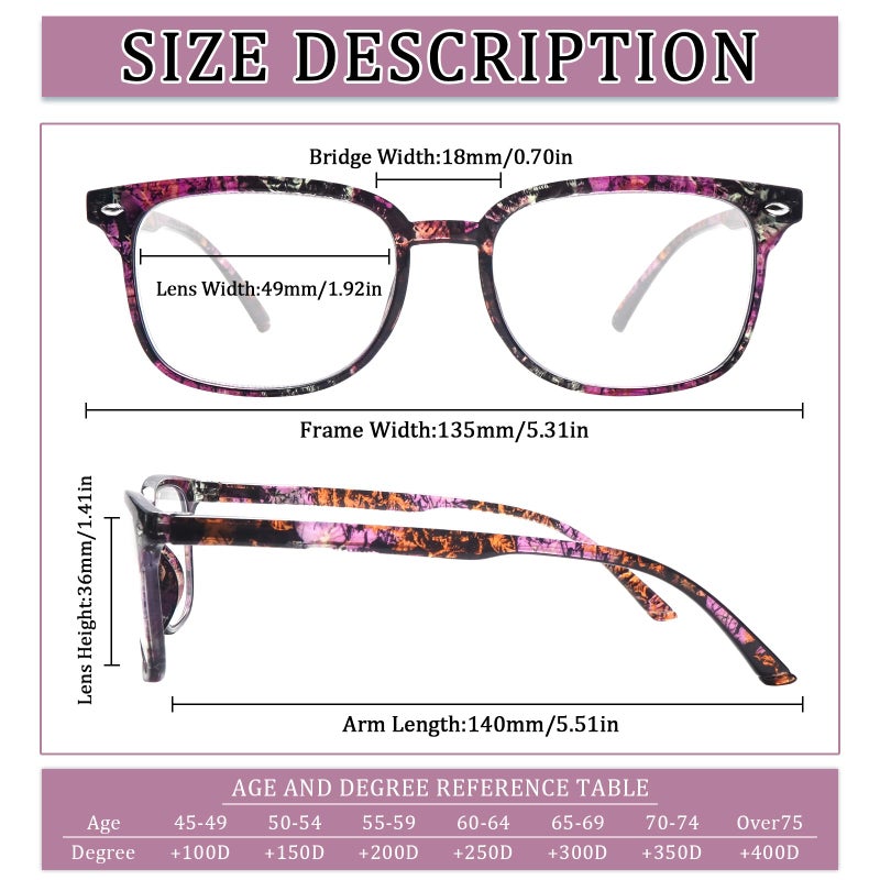STASTEND 5 Pack Reading Glasses Blue Light Blocking for Women,Computer Readers with Spring Hinge (Multicolor-C4, 2.75, multiplier_x) - Image 2