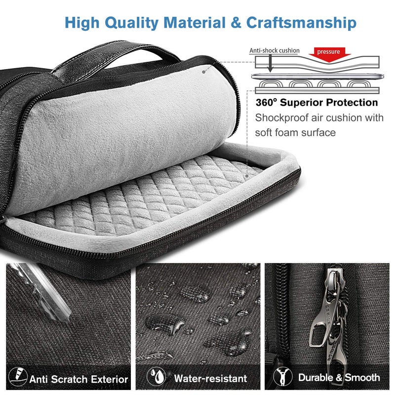 FINPAC 14-inch Laptop Shoulder Bag, Protective Computer Carrying Case Compatible with 15.3" MacBook Air M4/M3/M2, 15-16" MacBook Air/Pro, Surface Laptop/Book, 14" HP/Dell/Acer/Chromebook, Black - Image 3
