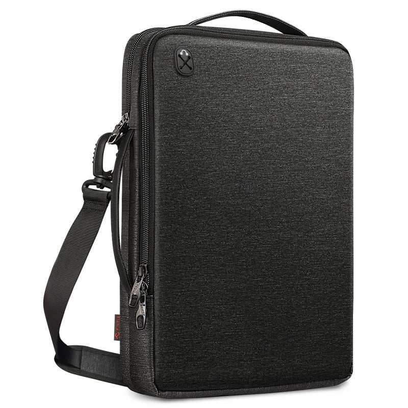 FINPAC 14-inch Laptop Shoulder Bag, Protective Computer Carrying Case Compatible with 15.3" MacBook Air M4/M3/M2, 15-16" MacBook Air/Pro, Surface Laptop/Book, 14" HP/Dell/Acer/Chromebook, Black - Image 1