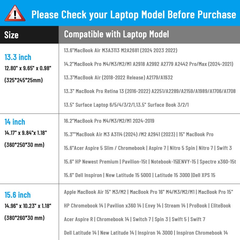 FINPAC 14-inch Laptop Shoulder Bag, Protective Computer Carrying Case Compatible with 15.3" MacBook Air M4/M3/M2, 15-16" MacBook Air/Pro, Surface Laptop/Book, 14" HP/Dell/Acer/Chromebook, Black - Image 4
