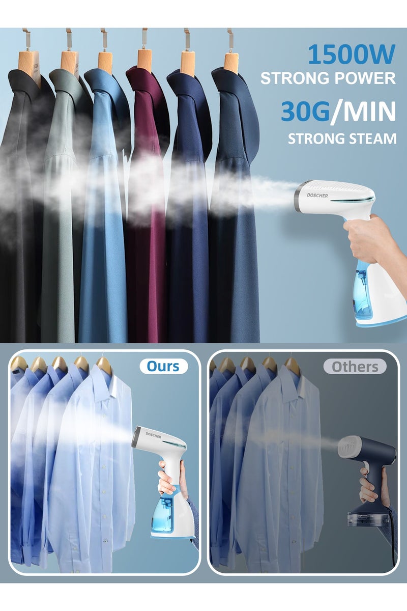 DOSCHER 1500W Handheld Garment Steamer for Clothes – Portable Steam Iron 280mL Tank & Powerful Penetration, Quick Wrinkle Remover - Image 3