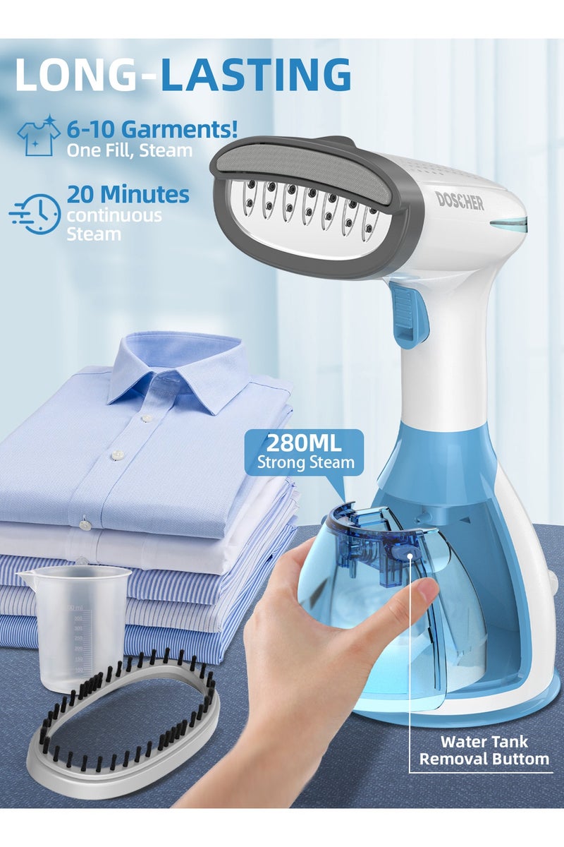 DOSCHER 1500W Handheld Garment Steamer for Clothes – Portable Steam Iron 280mL Tank & Powerful Penetration, Quick Wrinkle Remover - Image 4