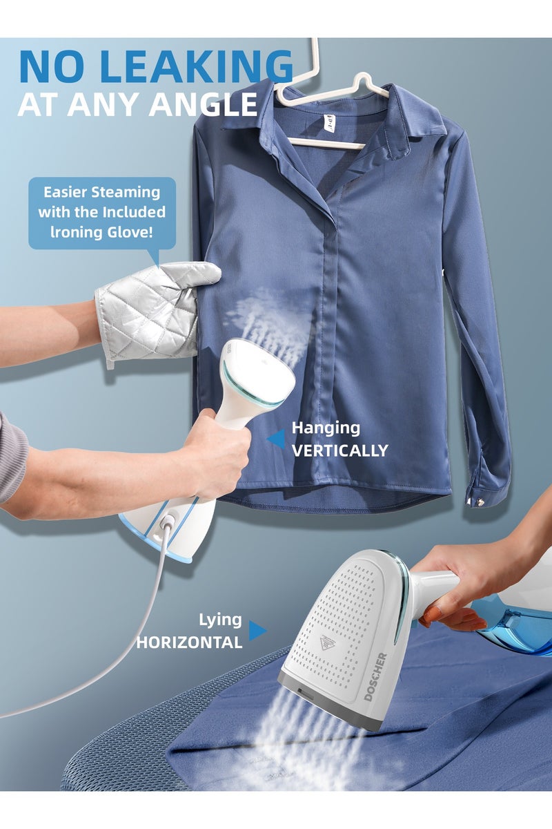 DOSCHER 1500W Handheld Garment Steamer for Clothes – Portable Steam Iron 280mL Tank & Powerful Penetration, Quick Wrinkle Remover - Image 5