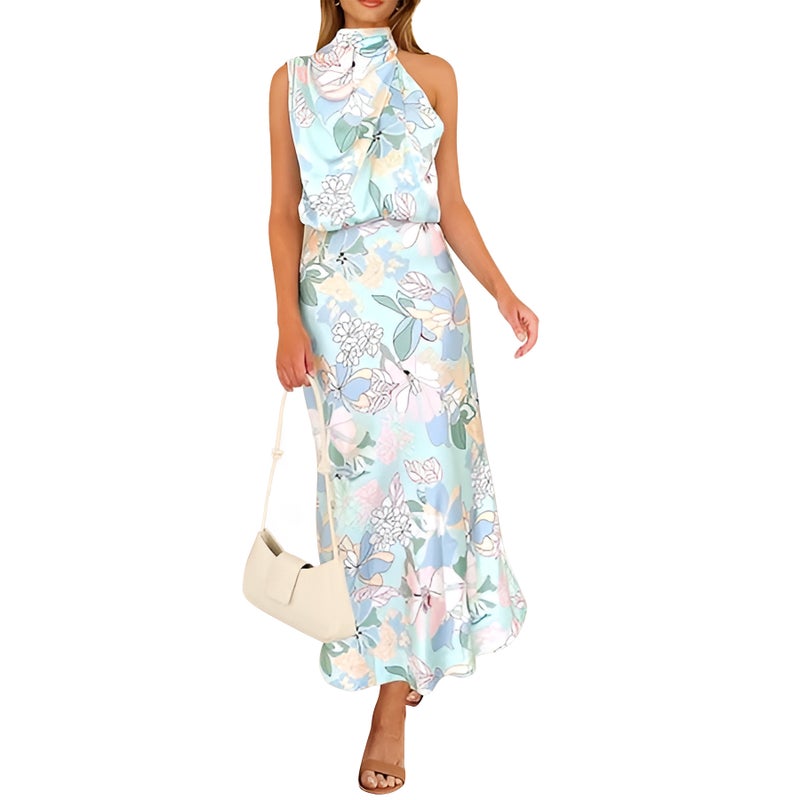 Women's Solid Satin Sleeveless Dress - Image 4