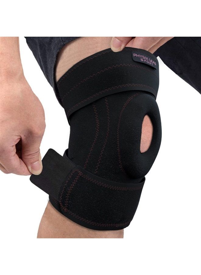 Physix Gear Sport Physix Knee Brace with Side Stabilizers & Adjustable Straps - Knee Brace for Meniscus Tear, Knee Wraps for Pain, ACL, MCL, OA, Running, Workouts - Open Patella Knee Braces for Men & Women (XL, Pink) - Image 1