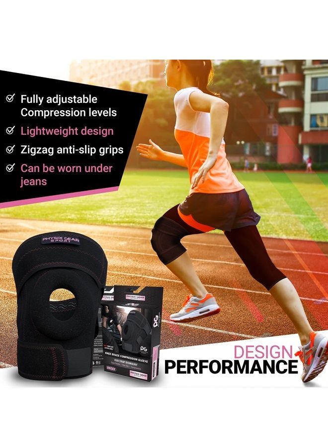 Physix Gear Sport Physix Knee Brace with Side Stabilizers & Adjustable Straps - Knee Brace for Meniscus Tear, Knee Wraps for Pain, ACL, MCL, OA, Running, Workouts - Open Patella Knee Braces for Men & Women (XL, Pink) - Image 3