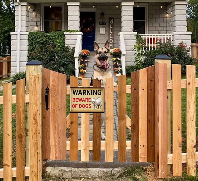 JACKGOLD Beware of Dog Yard Signs, 12x8 inch Vintage Tin Sign Beware of Dog for Fence, Private Property No Trespassing Warnings,Do Not Enter Sign Great for Home Garden Office Bar Metal - Image 5