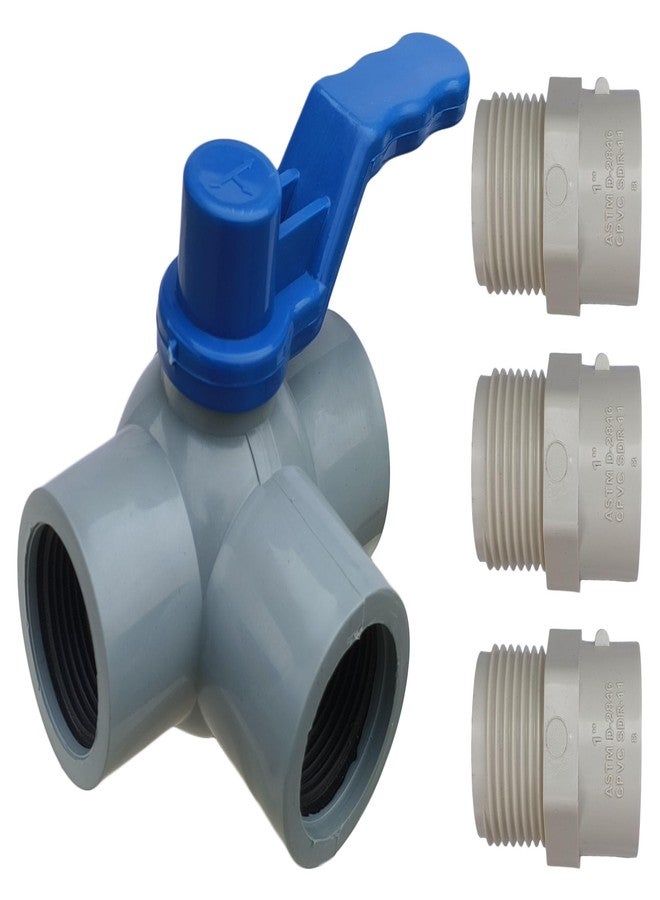 ES EKSAFAR ESEKSAFAR PVC T-Way Thread Ball valve 1"inch with 3pc 1inch CPVC Pipe jointer use for 1"inch pipe - Image 2