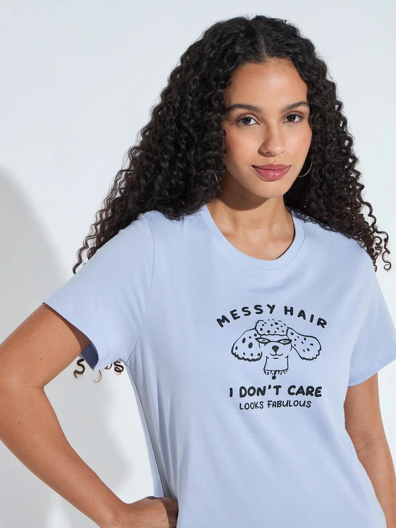 OUTZIDR Lilac Short Sleeves Crew Neck T-Shirt