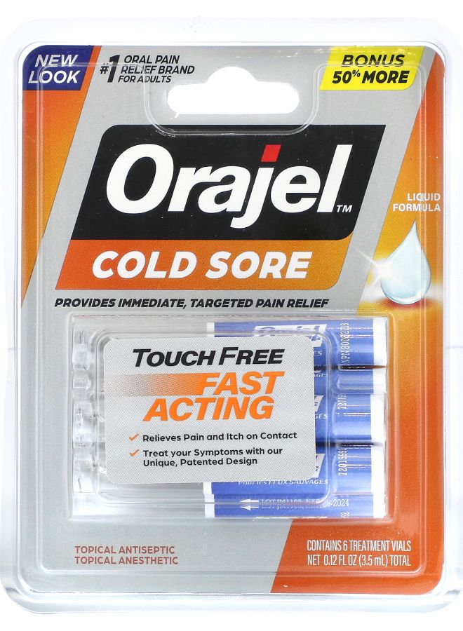 Orajel علاج البرد بدون لمس 6 زجاجات 0.12 أونصة سائلة (3.5 مل)