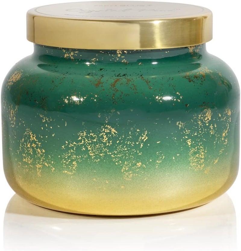 Capri Blue Glimmer Signature Jar - Crystal Pine Scented Candle with Ombre Glass Candle Holder - Luxury Aromatherapy Candle - 19 Oz - Emerald Green and Gold - Image 2