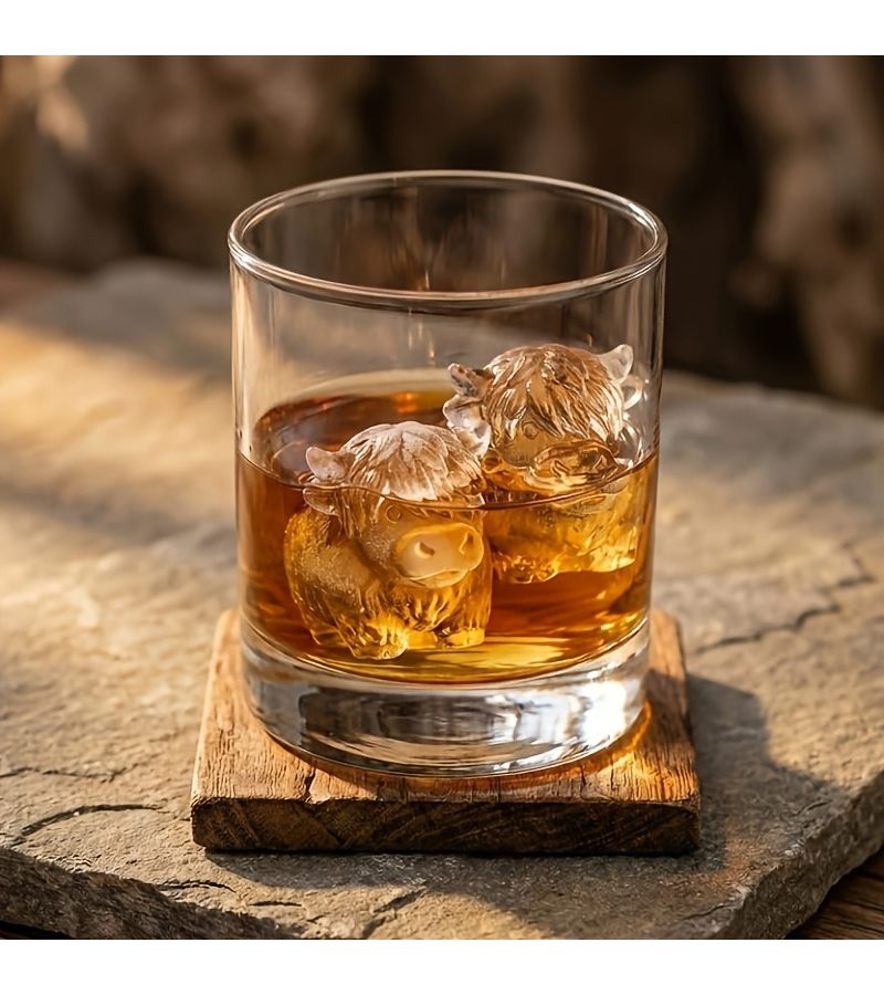 2 Pieces Highland Cow Ice Cube Molds Blue Six Cavity 3D Cube for Drinks - Image 4