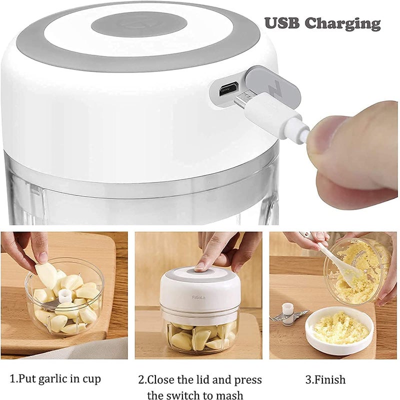 Avenn Avenn Multipurpose Rechargeable Electric Mini Garlic Onion Chopper Chop Mince Puree Dice One Touch Operation Twin Stainless Steel Blades 250 ML Wireless Chopper Multicolor - Image 5