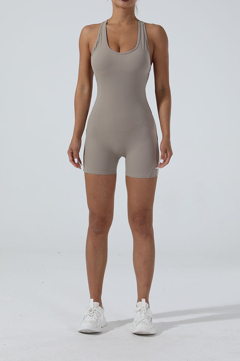 Generic Breathable Backless Yoga Bodysuit Linen 