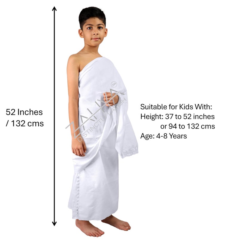 ZAHYA Cooltex Ihram for Kids (Ages 4–8 Years) – Breathable Cooling Fabric, Lightweight, Sweat Absorbent, Quick Dry – Hajj & Umrah - Image 4