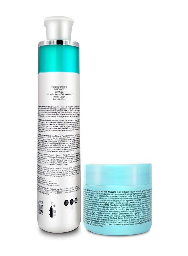 Let Me Be دعني أكون بروتين ملس 500 مل وقناع بيورستور 250 جرام - مجموعة فرد الشعر وإصلاحه بخطوة واحدة - نظام الكيراتين البرازيلي للتحكم في التجاعيد، اللمعان، وترطيب الشعر العميق - Image 2
